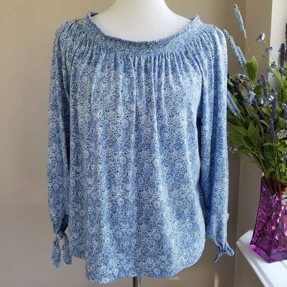 Chaps Tops - Chaps Petite Large Blue Cotton Top